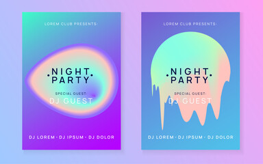 Disco Party. Holiday Background For Invitation Template. Club And Discotheque Vector. Trendy Art For Magazine. Wavy Trance Flyer. Pink And Blue Disco Party