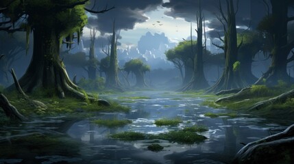 Fototapeta premium Fantasy Swamps and Wetlands Game Art