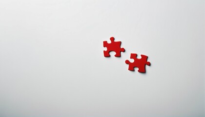 Community concept of successful teamwork connection with two jigsaw puzzle pieces fitting perfectly, isolated on white background