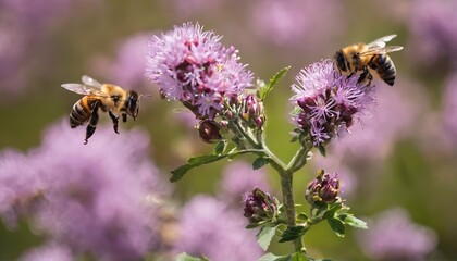Spring and summer natural flower background with beautiful bokeh and bees working on a bright sunny day