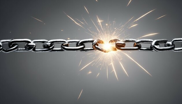 Stress, freedom and separation concept symbolized by a broken chain