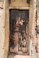 Antique Indian style Wooden Door  at Ramnagar fort varanasi India. Mughal architecture