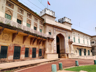 architecture of Ramnagar Fort on the banks of the ganges in Varanasi, India.