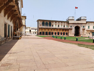 architecture of Ramnagar Fort on the banks of the ganges in Varanasi, India.