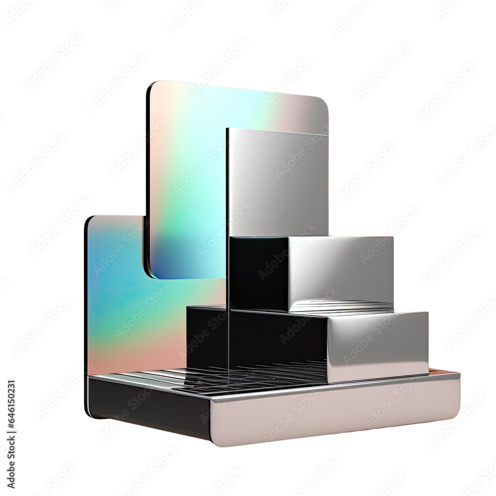Poster rendered 3d computer in black metallic on a transparent background