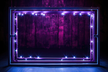 Vibrant purple neon frame with colorful lights inside. Perfect for adding touch of brightness and excitement to any project.