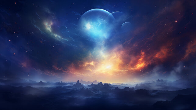 a captivating artwork showcasing a distant galaxy, with soft and ethereal colors blending seamlessly, as celestial bodies float gracefully in the vast expanse, shot with remarkable digital artistry an