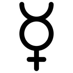 Non-binary transgender sign. Simple flat black vector icon.