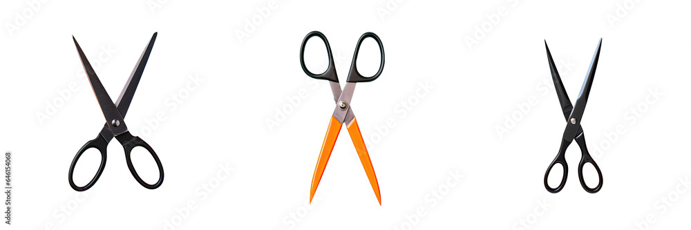 Poster png set transparent background with clipping path closeup tailor and office worker tools orange and 