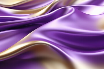 Fototapeta premium A wavy 3D fabric background in gold and purple color.