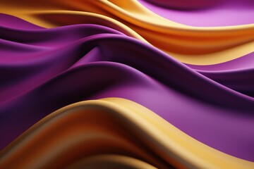 A wavy 3D fabric background in gold and purple color.