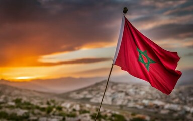 Moroccan flag waving Pray for Morocco