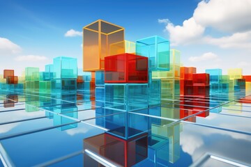 Colorful fantasy 3D cube shaped background.