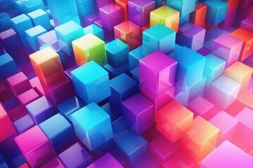 Colorful fantasy 3D cube shaped background.