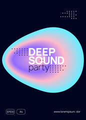 Naklejka premium Music Flyer. Bright Effect For Set. Club And Concert Template. Modern Electro Event. Graphic Pattern For Invitation Concept. Pink And Blue Music Flyer
