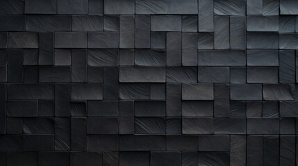 Black mosaic square tile pattern, tiled background - obrazy, fototapety, plakaty