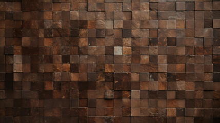 Fototapeta premium Bronze mosaic square tile pattern, tiled background