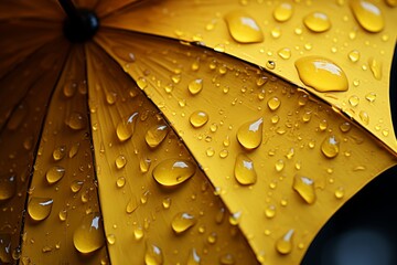 rain in a yellow umbrella in autumn