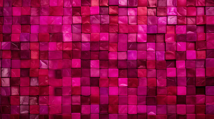 Fototapeta premium Fuchsia mosaic square tile pattern, tiled background 