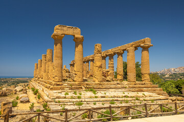 Fototapeta na wymiar Temple of Juno in Valley of the Temples. Archaeological site in Agrigento at Sicily, Italy, Europe.