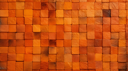 Orange mosaic square tile pattern, tiled background 