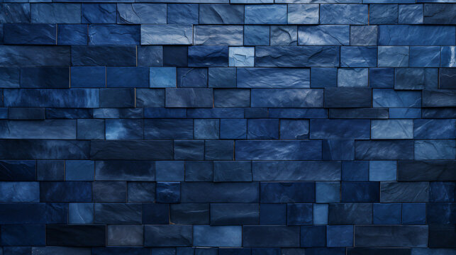 Navy blue mosaic square tile pattern, tiled background 