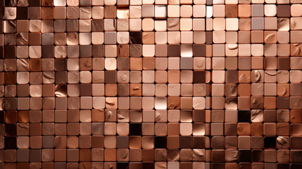 Rose gold mosaic square tile pattern, tiled background 