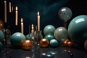 A sophisticated and minimalist interpretation of holiday lights, featuring ethereal, glowing orbs in a palette of cool, wintry hues.