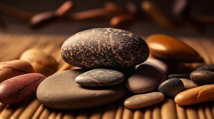 Zen pebble stones. Created with Generative AI technology.