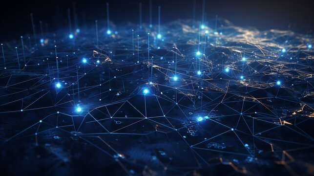 AI-Driven Big Data Plexus: A Blue Futuristic Network Visualization