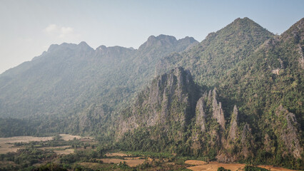 Fototapeta na wymiar Mountainous area around Vang Vieng in Northern Laos