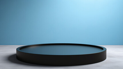 Round platform mockup on blue background, podium template