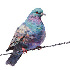 Bird perched on power line transparent background