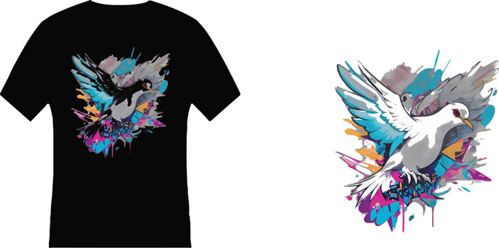 Print ready vector tshirt design illustration dove gra