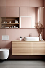 Fototapeta na wymiar Modern minimalist bathroom interior modern pink bathroom. High quality photo