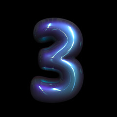 Naklejka premium metaverse number 3 - 3d futuristic digit - Suitable for technology, cyberspace or science related subjects