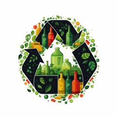 Eco recycling logo on a white background. Generative AI