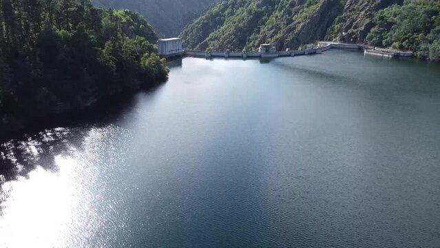 aerial view of river sil in Ribeira Sacra, Galicia, Spain