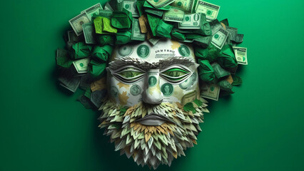 St. Patrick's Day is a 3D mosaic image of this saint. Generative AI - obrazy, fototapety, plakaty