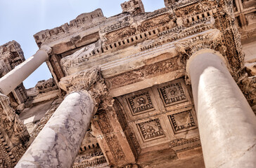 Ephesus, Turkey - July 24, 2023: Sights and architectural details of the ruins at Ephesus Turkey
