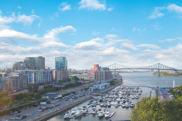 Beautiful view of Old Port of Montreal in Montreal, Canada