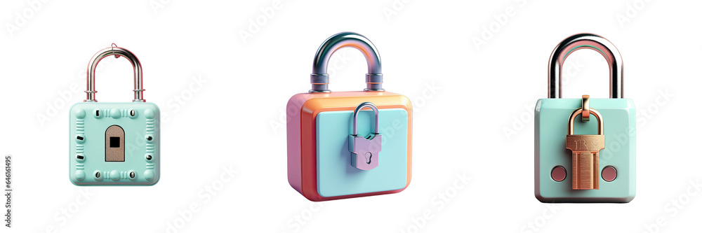 Poster png set transparent background with key attached to a padlock