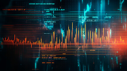 futuristic cinematic background with written data and numbers 