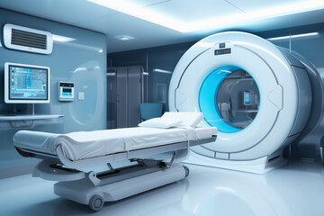 A modern medical room with a magnetic resonance scanner. - obrazy, fototapety, plakaty