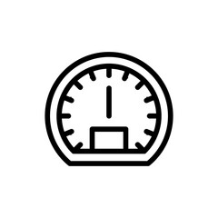 Speedometer motor service and garage icon with black outline style. speedometer, speed, arrow, fast, meter, auto, sign. Vector Illustration