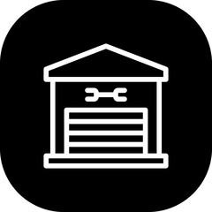Garage motor service and garage icon with black filled line outline style. garage, set, service, car, auto, symbol, vehicle. Vector Illustration