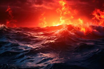 Climate change leads to boiling oceans. - obrazy, fototapety, plakaty
