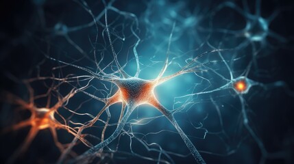 Neurons Brain Cell Medical Background, generative ai