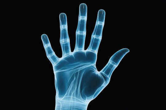 An xray image of a human hand.