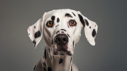 Studio Portrait of a Dalmatian Dog with a Surprised Face Concept of Pet Photography and Dalmatian Breed Created with Technology, generative ai